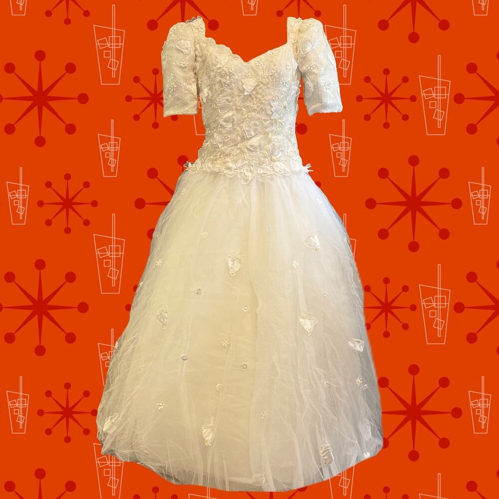 Vintage 1992 Princess Wedding Dress • by The Diamond Collection • Tulle Skirt